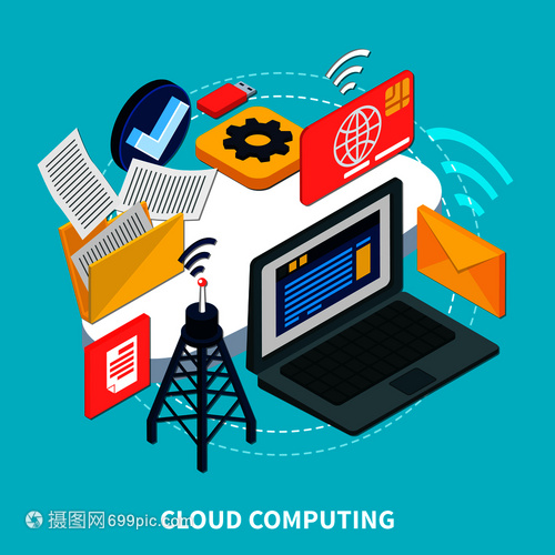 云计算、数据存储与网络技术 构建数字未来的三维等距视图